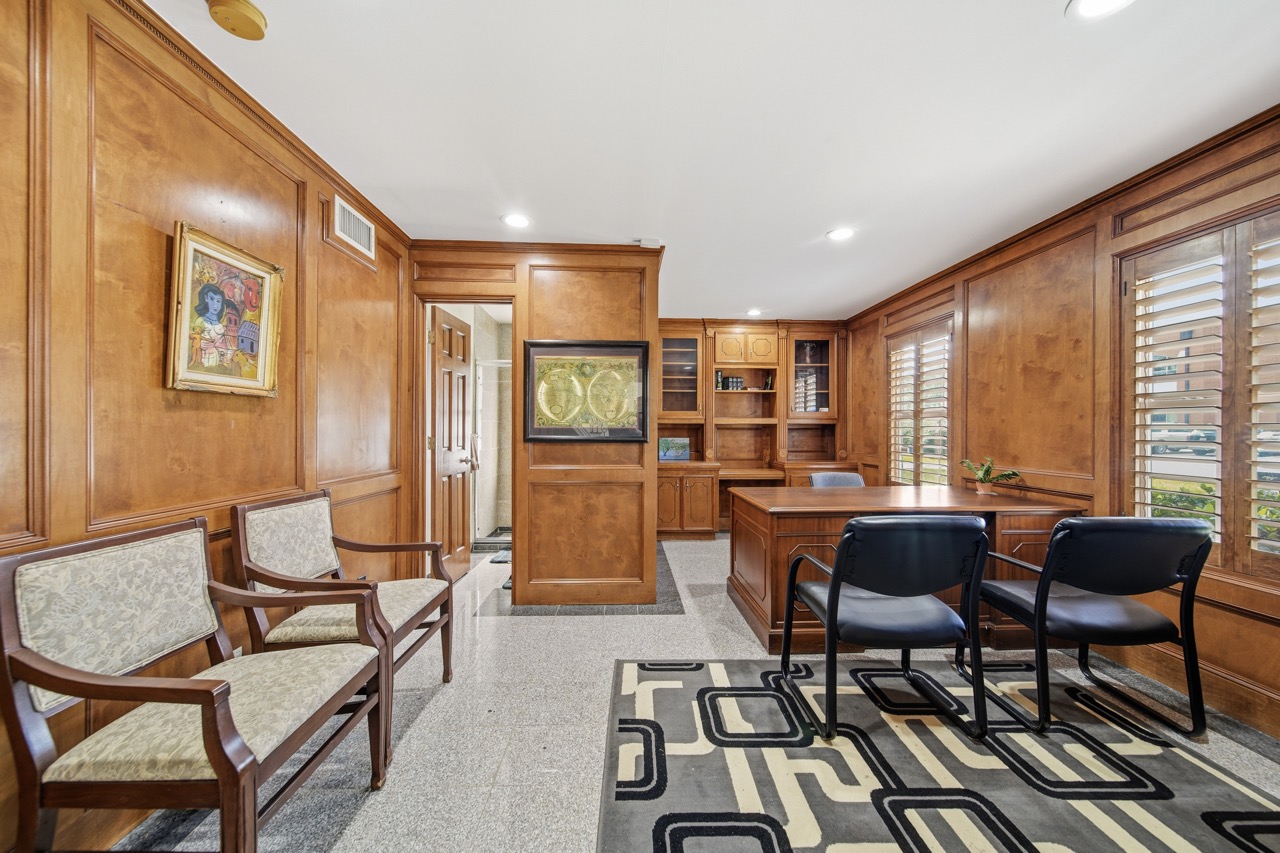 Wood-paneled private study
